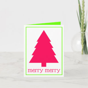 Preppy Pink and Green Personalised Christmas Tree Note Card