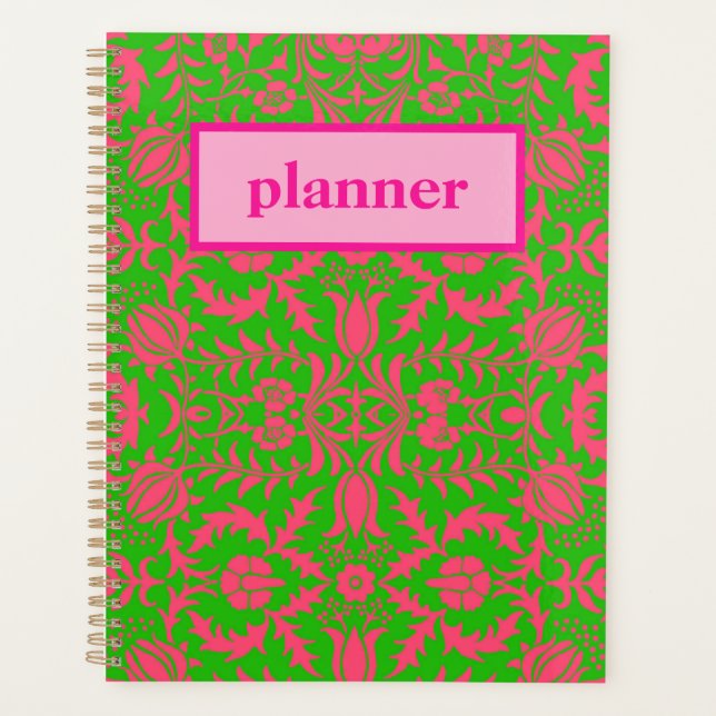 Preppy Pink and Green Planner (Front)