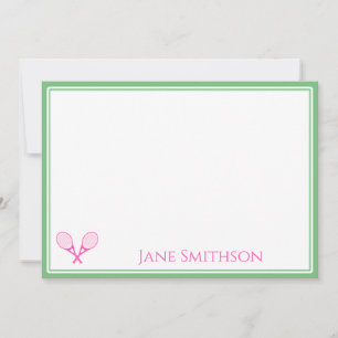 Preppy Pink and Green Tennis Note Card