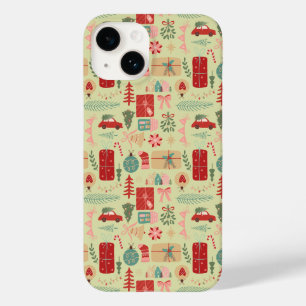 Preppy Pink and Mint Green Coquette Christmas Case-Mate iPhone 14 Case