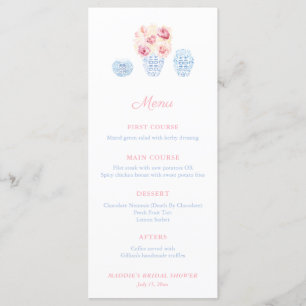 Preppy Pink And Pale Blue Little Girl Baby Shower Menu