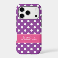Preppy Pink and Purple Polka Dots Personalised