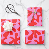 Preppy Pink and Red Amoeba Contemporary Pattern
