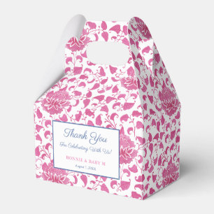 Preppy Pink And White Chinoiserie Baby Girl Shower Favour Box