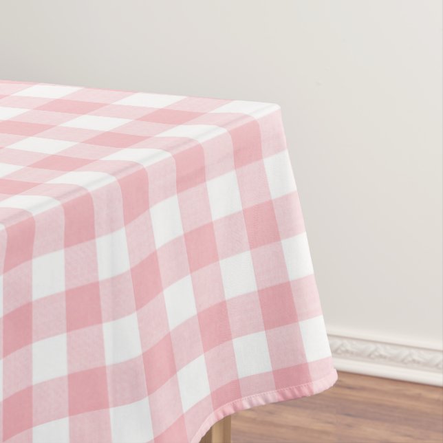 Preppy Pink and White Gingham Tablecloth (In Situ)