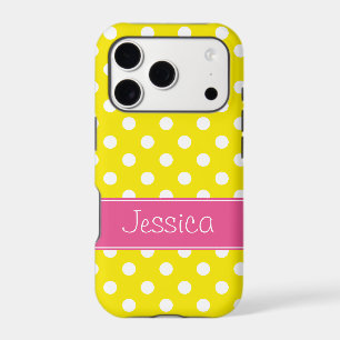 Preppy Pink and Yellow Polka Dots Personalised