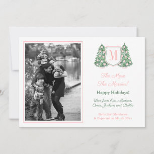 Preppy Pink Baby Girl Christmas Holidays Pregnancy Announcement