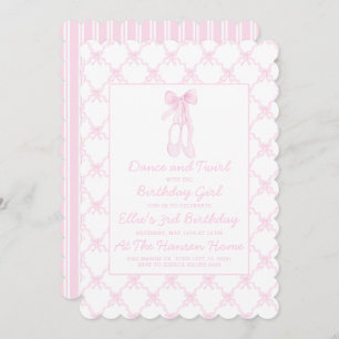 Preppy Pink Ballerina Slippers First birthday  Invitation