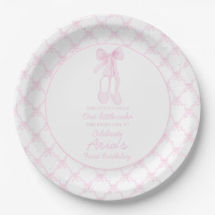 Preppy Pink Ballerina Slippers First birthday  Paper Plate