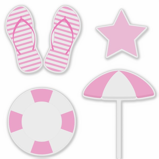 Preppy Pink Beach Summer Set of 4 (Front)