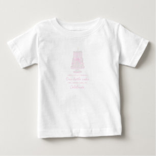 Preppy Pink Birthday Cake First birthday Editable Baby T-Shirt