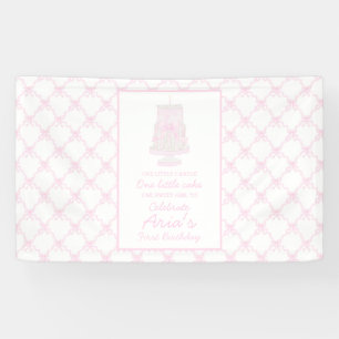 Preppy Pink Birthday Cake First birthday Editable Banner
