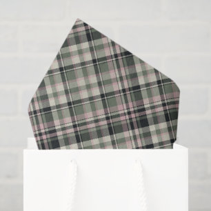Preppy Pink Black Green Plaid Christmas Holiday Tissue Paper