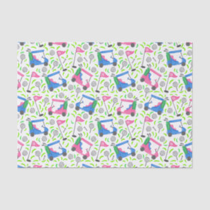 Preppy Pink Blue Green Golf Tissue Paper