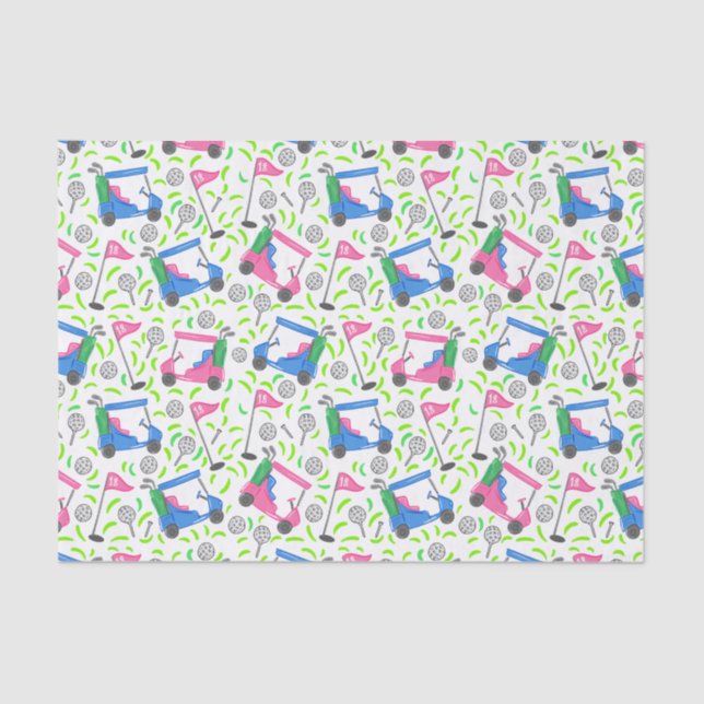 Preppy Pink Blue Green Golf  Tissue Paper (Front)