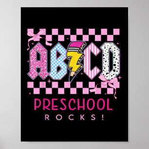 Preppy Pink Bow Abcd Preschool Rocks Pencil Lightn Poster