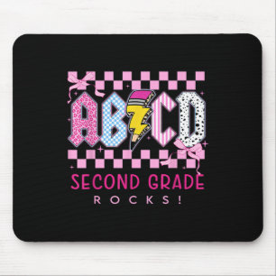 Preppy Pink Bow Abcd Second Grade Rocks Pencil Lig Mouse Mat