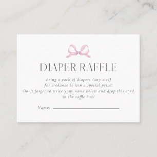 Preppy Pink Bow Diaper Raffle Card
