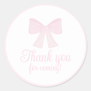 Preppy Pink Bow Grandmillennial First Birthday Classic Round Sticker