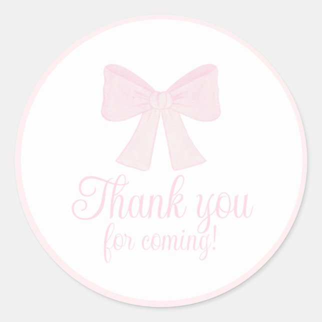 Preppy Pink Bow Grandmillennial First Birthday Classic Round Sticker (Front)