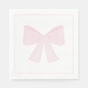 Preppy Pink Bow Grandmillennial First Birthday Napkin