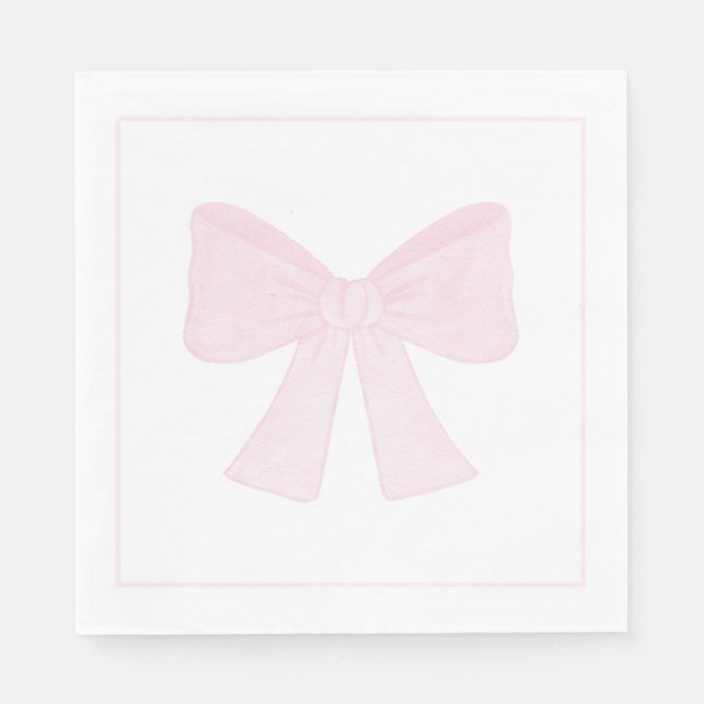 Preppy Pink Bow Grandmillennial First Birthday Napkin (Front)