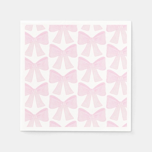 Preppy Pink Bow Grandmillennial First Birthday Napkin (Front)
