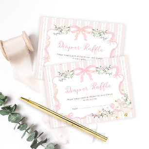Preppy Pink Bow Silly Goose Diaper Raffle Enclosure Card