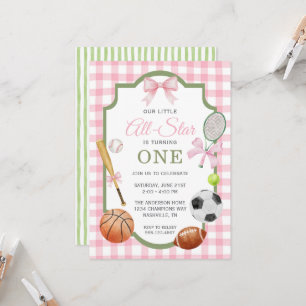 Preppy Pink Bow Sports Invitation