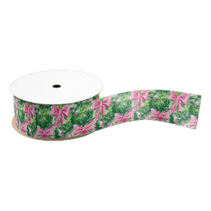 Preppy Pink Bows and Garland Christmas Grosgrain Ribbon