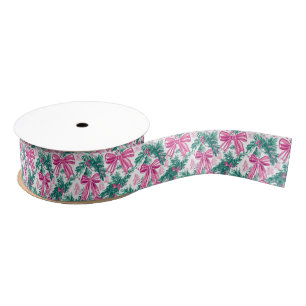 Preppy Pink Bows and Garland Christmas Grosgrain Ribbon