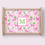 Preppy Pink Cheetah Monogram  Serving Tray<br><div class="desc">This stunning monogram pink cheetah tray is the perfect addition to any household. The vibrant pink and cheetah print design adds a touch of fun and personality to any room. The tray can be customised with your monogram, making it a unique and personalised piece. Use it to serve drinks or...</div>