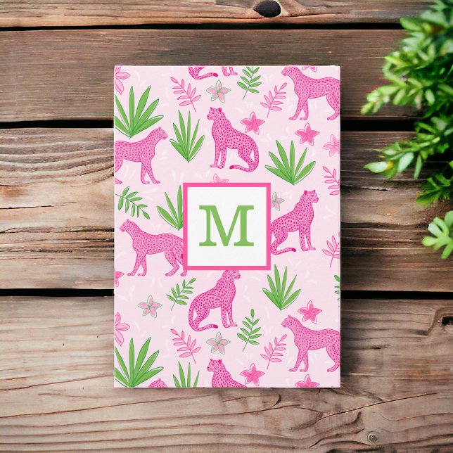 Preppy Pink Cheetah Monogram  Thank You Card (Creator Uploaded)