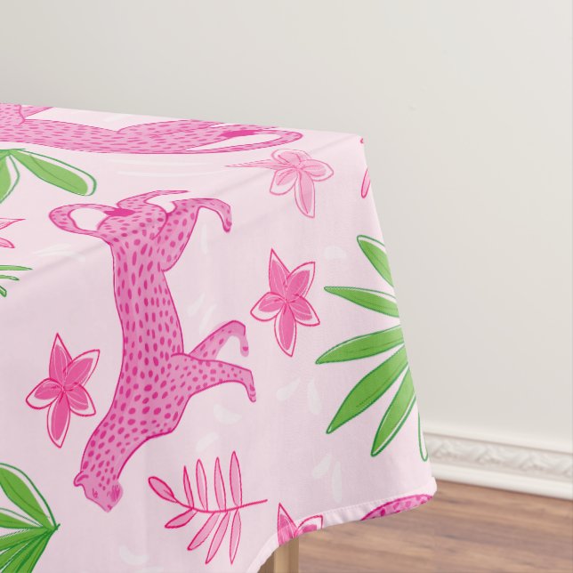 Preppy Pink Cheetah  Tablecloth (In Situ)