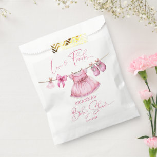 Preppy pink clothes on a line girls baby shower favour bags