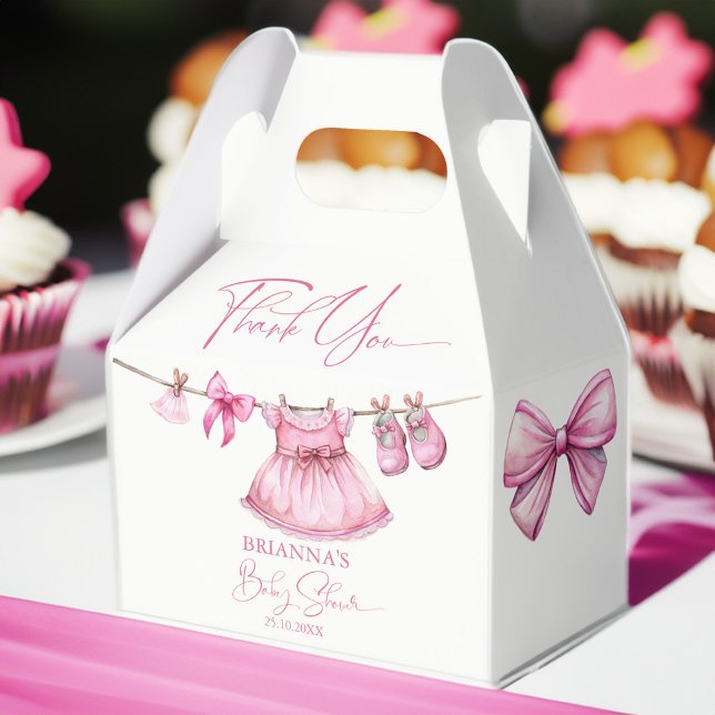 Preppy pink clothes on a line girls baby shower favour box (Preppy pink clothes on a line girls baby shower favors customized favor boxes personalized favors)