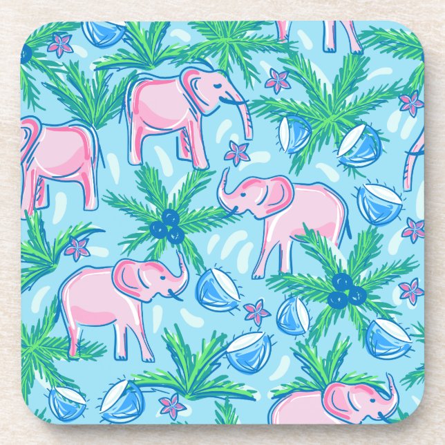 Preppy Pink Elephant Coaster (Front)