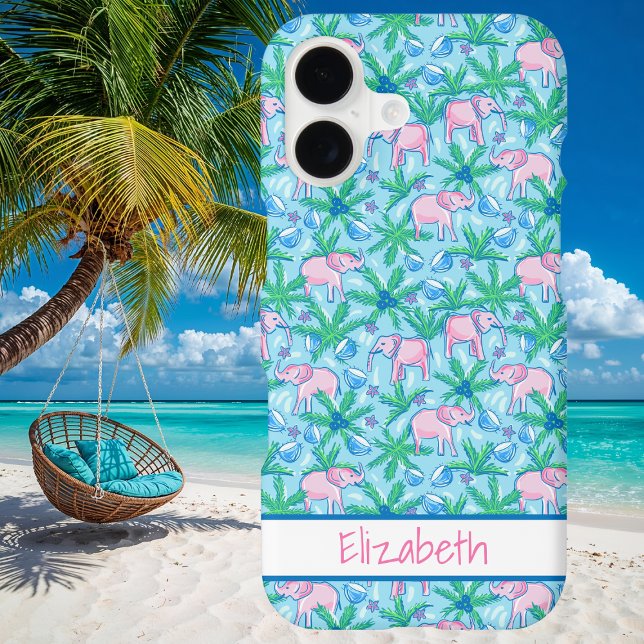 Preppy Pink Elephant Pattern Tropical (Creator Uploaded)
