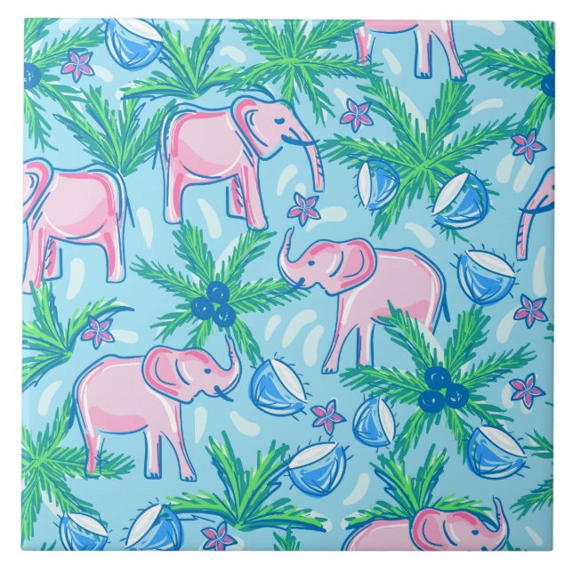 Preppy Pink Elephant Tile (Front)
