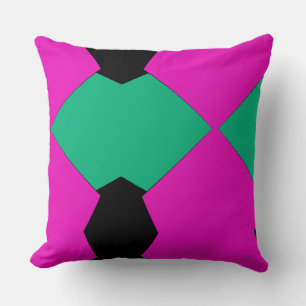 Preppy Pink Emerald Green Abstract Mosaic Pattern Cushion