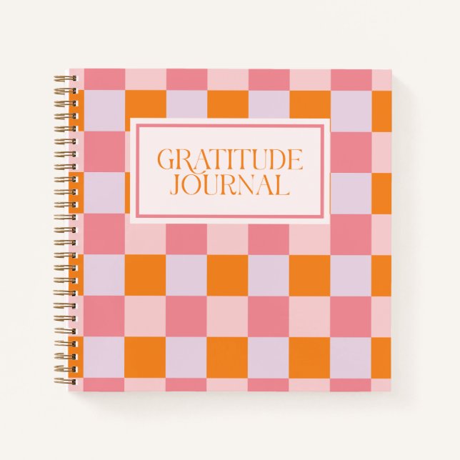 Preppy Pink Fall Chequerboard Gratitude Journal (Front)