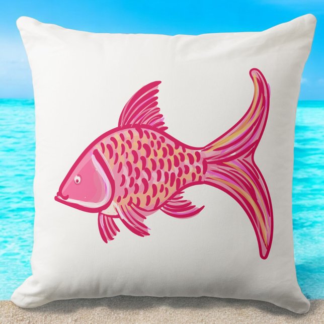 Preppy Pink Fish Coastal Cushion (Creator Uploaded)