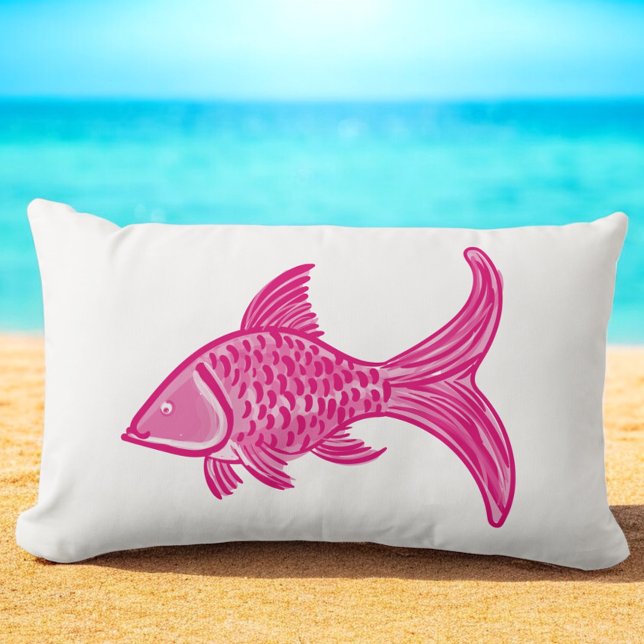 Preppy Pink Fish  Lumbar Cushion (Creator Uploaded)