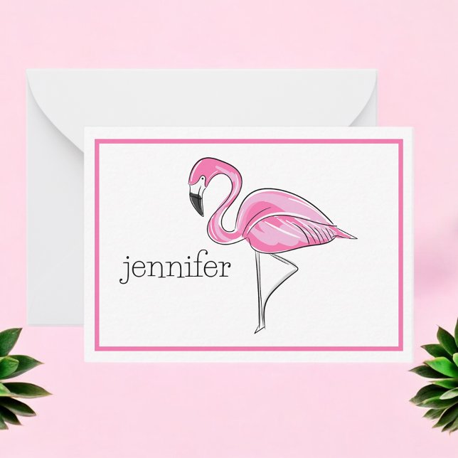 Preppy Pink Flamingo Personalised Card (Creator Uploaded)