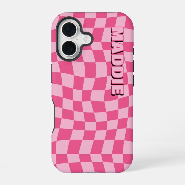 Preppy Pink Geometric  iPhone 16 Case (Back)