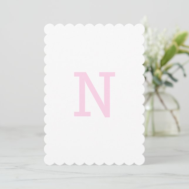Preppy Pink Ginger Jar Monogram First Banner Invitation (Standing Front)