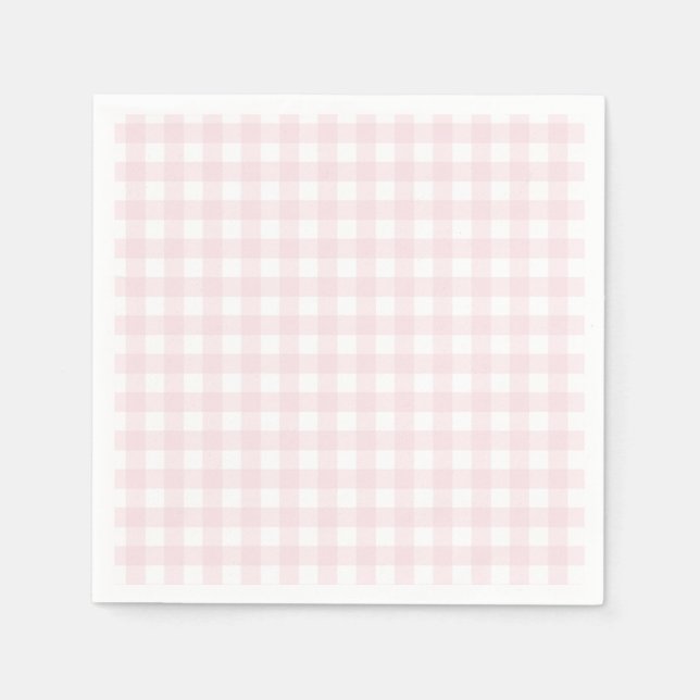 Preppy Pink Gingham Birthday Party Napkin (Front)