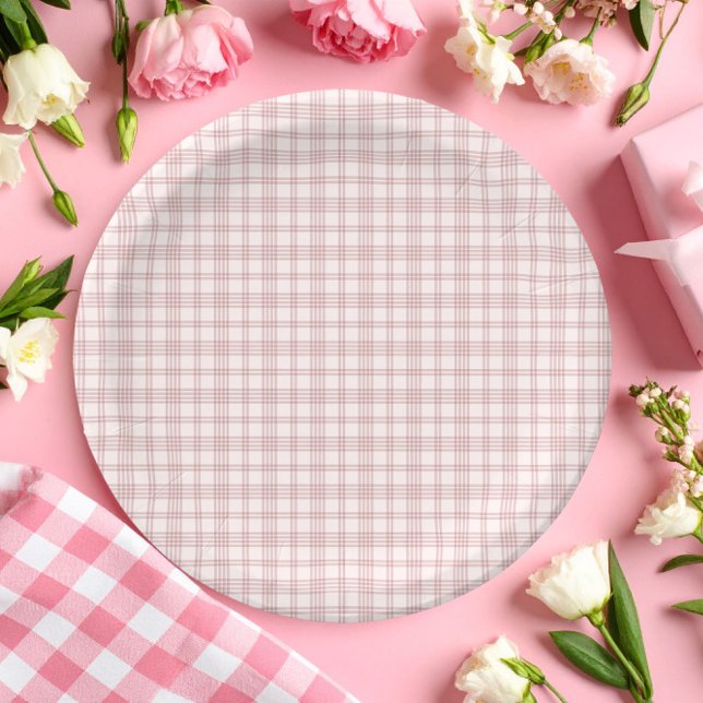 Preppy pink gingham country Bridal Shower Paper Plate (Creator Uploaded)