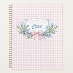 Preppy Pink Gingham Grandmillennial Planner