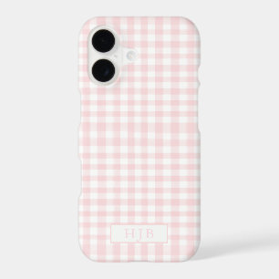 Preppy Pink Gingham Monogram Girly Pretty 